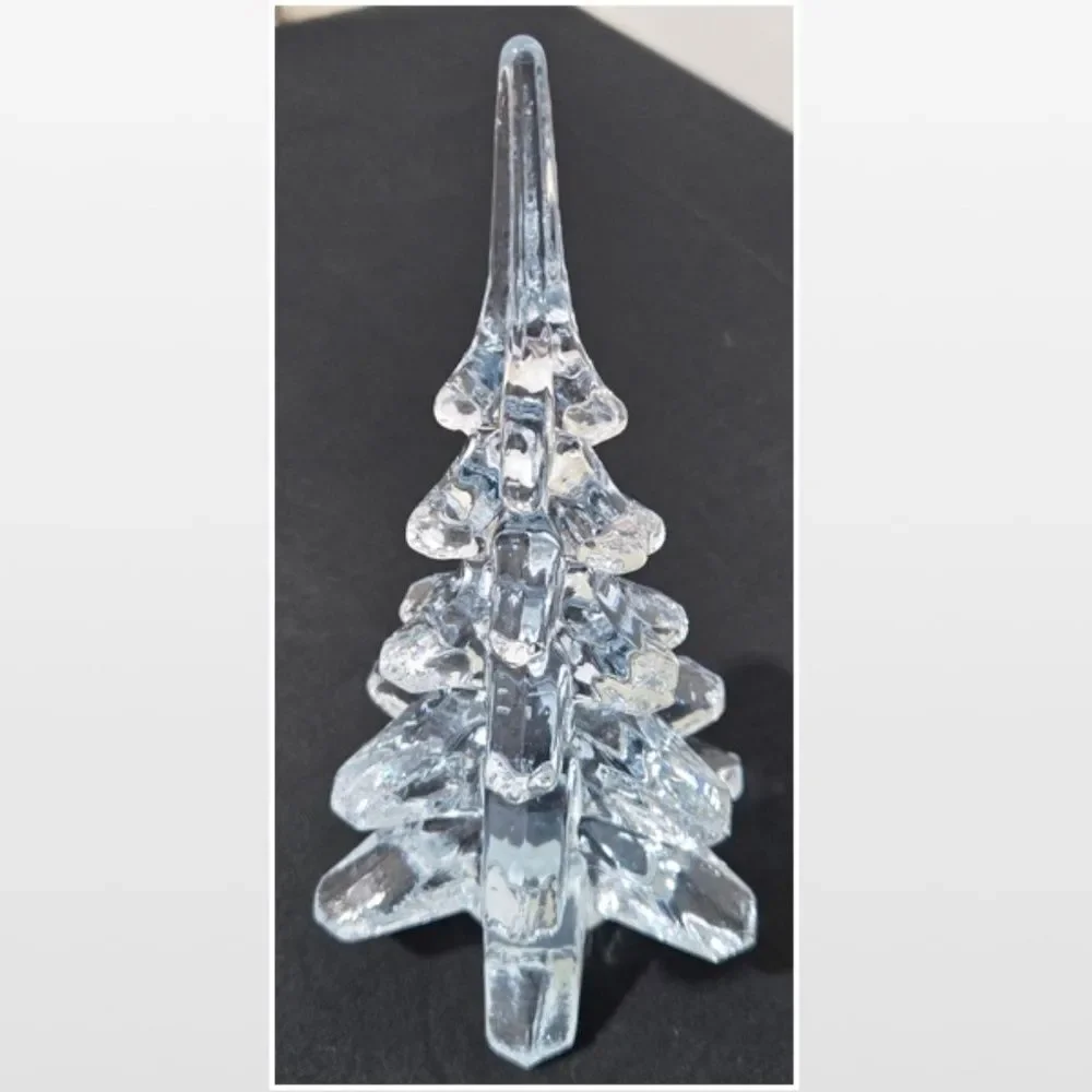 Vintage Lefton Glass Tree Clear Art 8” Figurine Christmas Pine Evergreen VTG